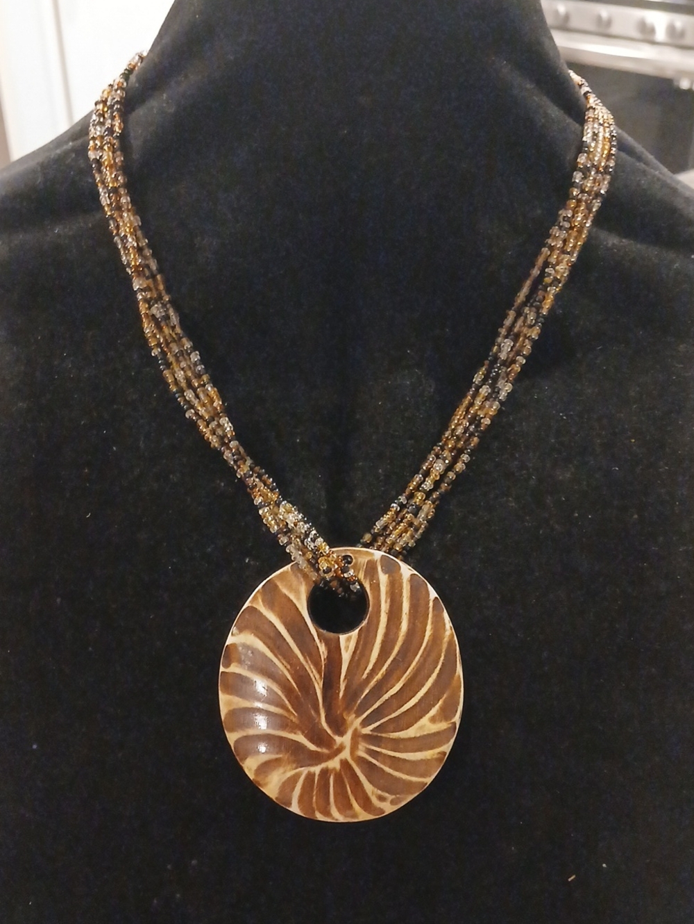 Handcrafted Brown Swirl Pendant Necklace - Unbranded